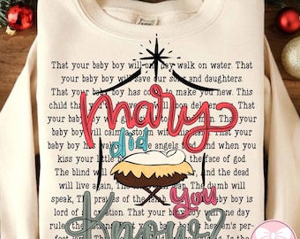 Preppy Mary Wussten Sie schon PNG, Doodle Schrift Weihnachten PNG, Glaube Schreibmaschine Zitat, christliche Weihnachtsbibel Vers Digitaler Download