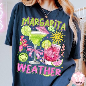 Summer Margarita Weather PNG, Preppy Brushstroke Aesthetic PNG, Trendy Summer Shirt Design, Summer Sublimation PNG, Digital Tee image 3