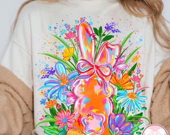 Spring Floral Bunny Faith PNG, Christian Easter Shirt Design, Trendy Jesus Graphic, Preppy Faith Bible Verse PNG, Digital Download