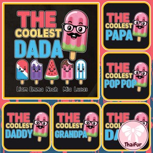 Personalized The Coolest Pop Papa Dad Png Bundle, Custom Popsicle With Kid Names Png, Father’s Day Gift Design, Birthday Gift For Dad Png