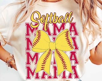 Softball Mama Png, Softball Coquette Bow Png, Softball Mom Png, Retro Softball Png, Coquette Bow Sports Png, Game Day Sublimation