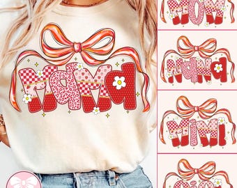 Mama Strawberry Png Bundle, Custom Preppy Mama Design, Checkered Mama Png, Cute Strawberry Floral Mama With Kids Names Png