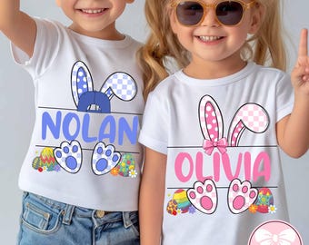 Personalized Kid Name Easter Bunny Png, Boy Girl Easter Png, Custom Toddler Kids Easter Png, Custom Easter Brushstroke Png, Easter Bunny Png