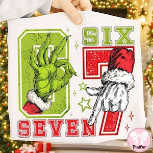 Trending Six Seven Meme PNG, Funny Mean Guy Christmas Png, Viral 6 7 Joke Design, Internet Humor Holiday Png, Christmas Digital File