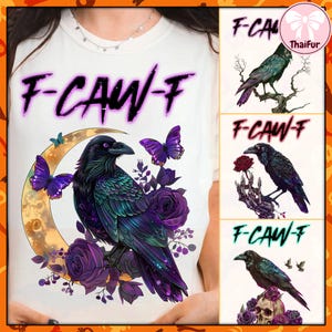 F-Caw-F バンドル PNG、花柄の頭蓋骨 PNG、面白いカラスのデザイン、カラスの PNG、カラスのデジタル PNG、ゴシックカラス、カラス PNG、F Caw F、鳥 PNG