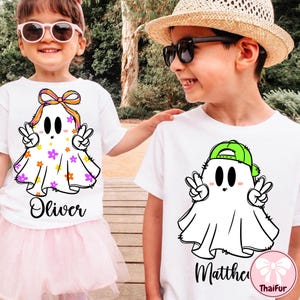Halloween Boo Ghost Custom Name Girl/Boy Png, Halloween PNG, Boo Ghost Toddler Kid Shirt, Fall Design Png, Personalized Halloween Kid Design