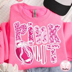 Coquette Lace Football Pink Out PNG, Breast Cancer Awareness Preppy Ribbon Cheer Football Mom Png, Girly Game Day png, Tackle Cancer Png