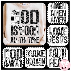 Christian Preppy PNG Bundle, Jesus Bible Verse PNG, Black White Faith Sublimation, God PNG for Shirts, Digital Religious Christian Design