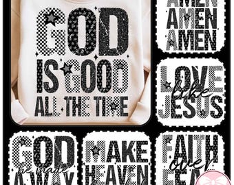 Christian Preppy PNG Bundle, Jesus Bible Verse PNG, Black White Faith Sublimation, God PNG for Shirts, Digital Religious Christian Design