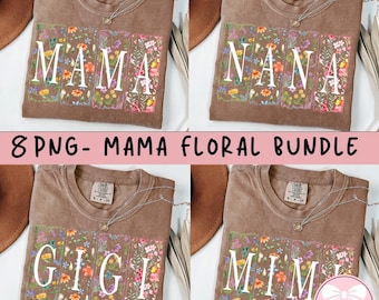 Paquete Floral Mamá png, Boho Floral Mamá png, Mamá png, Floral Primavera Png, Regalo para Mamá, Madre, Diseño de Camiseta Boho Mamá