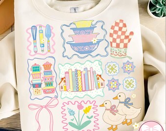 Grandma Core PNG, Hen in Nest Design, Vintage Cottagecore PNG, Granny Sweater Shirt Sublimation, Thrifted Decor PNG, Trendy Digital Download