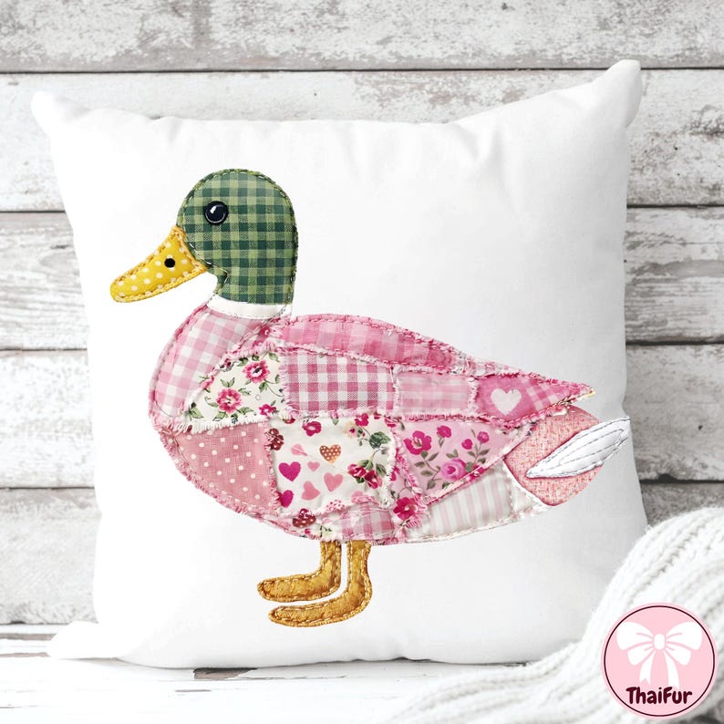 Grandma Core Duck PNG, Patchwork Quilted Mallard Duck Design, 90s Inspired Farmhouse Duck Hunting Sublimation PNG image 4