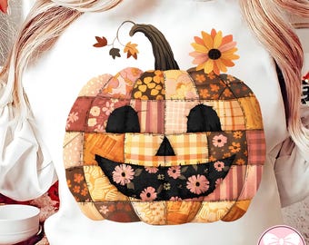Adretter Coquette Floral Herbst Kürbis png, Floral Patchwork Kürbis png, Kürbis Saison png, Herbst png , Herbst png, Herbst Girly png, Kürbis png