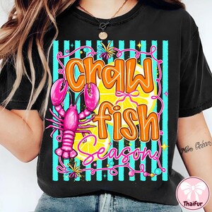 Preppy Brushstroke Tis The Season PNG, Crawfish Boil Clipart, Crawfish Season PNG, Coquette Shirt Sublimation, Hand Draw PNG image 4