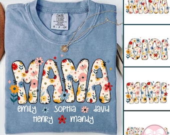 Personalized Floral Mama Png Bundle, Grandma Mama Gigi Nana Png, Custom Name Png, Mother’s Day Png, Preppy Mama Png