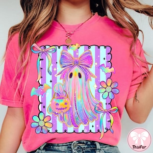 Preppy Halloween Ghost Png, Cute Boo Ghost Coquette Png, Floral Spooky Season Png, Girly Halloween Shirt Design, Spooky Pumpkin Sublimation