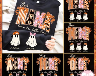 Lace This Mama Mini Nana Loves Her Boos Bundle PNG, Mama Halloween png, Spooky Mama png, Halloween Ghost png, Custom Halloween Kids Name png
