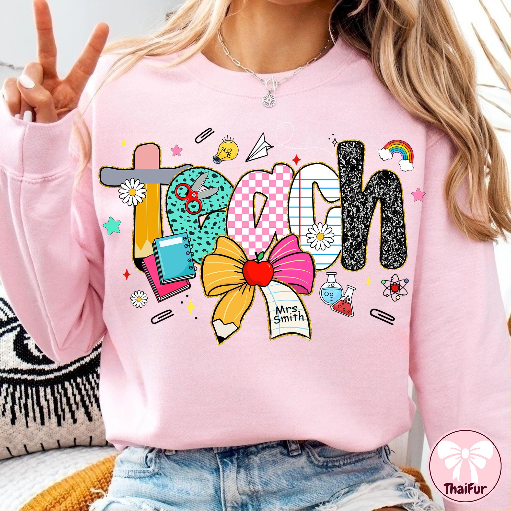 Teach Png, Teacher Appreciation Png, Spring Boho Wildflowers Png, Spring Boho Wildflowers Png, Apple Teacher Png