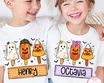PNG personnalisé pour enfants (garçon/fille) - Glace pour Halloween, PNG enfants Halloween, PNG prénom enfants Halloween, PNG Halloween mignon, PNG effrayant, Coup de pinceau