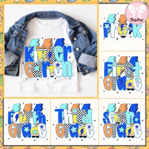 Retro Back to School Boys PNG Bundle, Kindergarten Kid Design, First Day Shirt PNG, Pre-K to Fourth Grade Png, School Boy Sublimation File