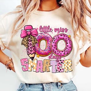 Little Miss 100 Days Smarter Png, 100 Days of School Png, Little Miss Png, 100 Days Smarter png, School Png for Girls, 100 Days Donut Png