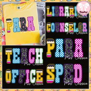 Neon Checkered Teacher/Para/Sped PNG, Teacher Back to School PNG Neon Disstressed, Coquette Teacher Png, Hand Drawn, Colorful, Digital File