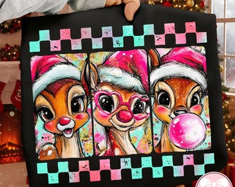 Preppy Brushstroke Christmas Snowman And Reindeer PNG, Cute Xmas Characters PNG, Merry Christmas Movie Design, Holiday PNG