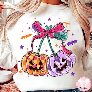 Preppy Pumpkin Cherries Png, Autumn Girly Png, Halloween Pumpkin Png, Fall Pumpkin Png, Pumpkin Cheeries Coquette Png,Retro Fall,Pumpkin Bow