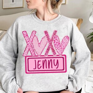 CUSTOM Girl Name Sequin XOXO Valentine png, Girly Valentine Png, Valentine Heart PNG, Custom Name Valentine, Valentines day png