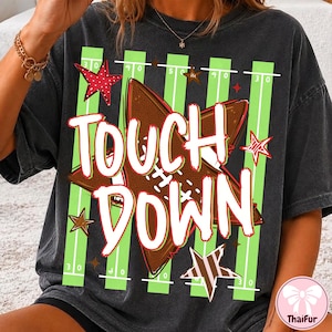 Touch Down PNG, Striped Star Football Bow Design, Football Mama Game Day Shirt, Touchdown Season Fall Sublimation, Digital Download