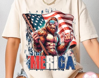 Red White And Bigfoot Png, 4th Of July Png, Funny Patriotic Bigfoot Design Png, Funny Bigfoot Png, Stay Trashy America Png For Sublimation