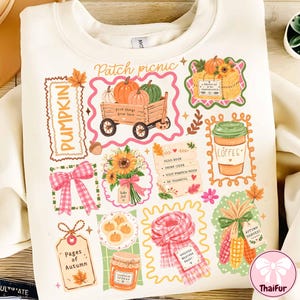 Pumpkin Patch Picnic PNG, Cozy Autumn Bookish PNG, Fall Coffee Design, Pumpkin PNG, Cottagecore Fall Decor, Autumn Sublimation