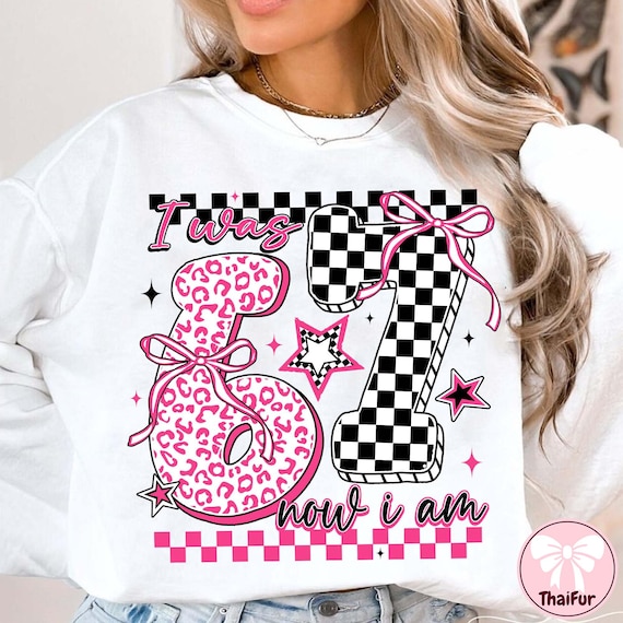 I Was 6 Now I Am 7 PNG SVG, Funny 7th Birthday Sublimation Design, Viral Six Seven Meme Shirt, Kids Turning 7 Digital File