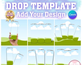 Canva Tumbler Mockup Bundle, Drag & Drop 20oz Skinny Template, Digital Download File, Sublimation Mockup for Tumblers