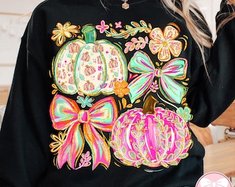 Fall Pumpkin PNG, Preppy Grandmillennial Bow PNG, Trendy Coquette Aesthetic PNG, Cute Autumn Pumpkin Digital Download Png, Digital File