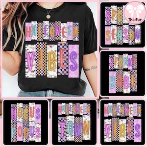 Spooky Halloween Bundle PNG, Halloween Sublimation Design, Colorful Patchwork Spooky Letters PNG, Retro Halloween, Cute Pastel Spooky