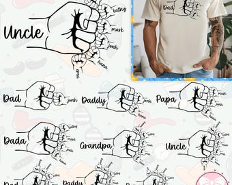 1-10 Hands Dad/ Grandpa and Childs Fist Bump Png Bundle, Father&#39;s Day Digital File, Custom Name Hand Kid Names, Gift Best Dad Ever