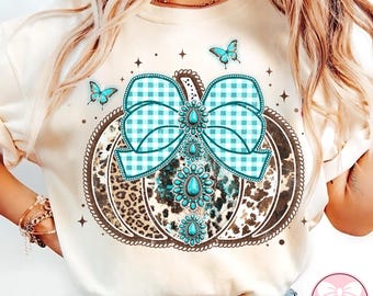 Preppy Western Fall Pumpkin png, Country Fall Png, Pumpkin Spice Png, Autumn png, Howdy Fall Western Png, Cowhide, Turquoise, Cowgirl Png