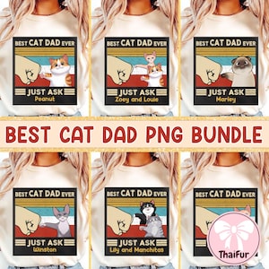 Beste kattenvader ooit png, gepersonaliseerde kat vader png, cadeau voor kat vader papa, vaderdag shirtontwerp kat eigenaar, vaderdagcadeau