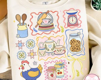 Grandma Core PNG, Hen in Nest Png, Vintage Style, Cottagecore PNG, Granny sweater Design, Thrifted Decor Png Digital Download, Trendy Design