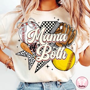 Mama Of Both Png, Mama Of Both Shirt Design Png, Baseball & Softball Mama Png, Baseball Mom Png, Softball Mom Png