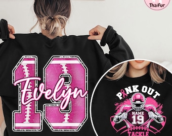 Custom Breast Cancer Football Pink Out Png, Personalize Sport Breast Cancer Png, Pink Ribbon Png, American Football Png, Sport Pink Out