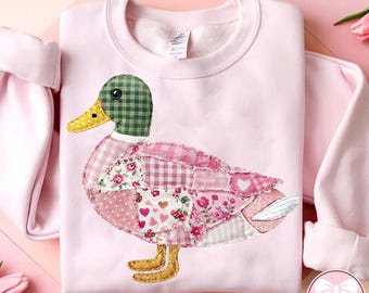 Grandma Core Duck PNG, Patchwork Quilted Mallard Duck Design, 90s Inspired Farmhouse Duck Hunting Sublimation PNG