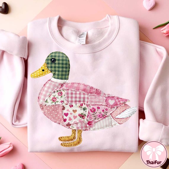Grandma Core Duck PNG, Patchwork Quilted Mallard Duck Design, 90s Inspired Farmhouse Duck Hunting Sublimation PNG