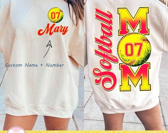 Personalisierte Softball Png, benutzerdefinierte Softball Shirt Png, Softball Mama Shirt mit Kindername & Trikotnummer Png, Softball Mama Png