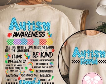 Autism World Tour Png, Autism Awareness Month Gift, Neurodiversity Sweater Design, Choose To Be Kind Png, Love Needs No Words Png