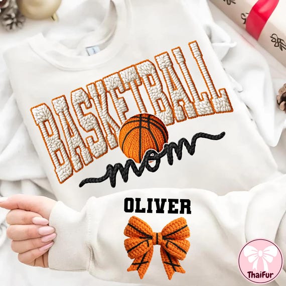 Basketball Mom Faux Yarn PNG, Custom Basketball Design, Crochet Basketball PNG, Game Day Shirt, Basketball Season Digital File