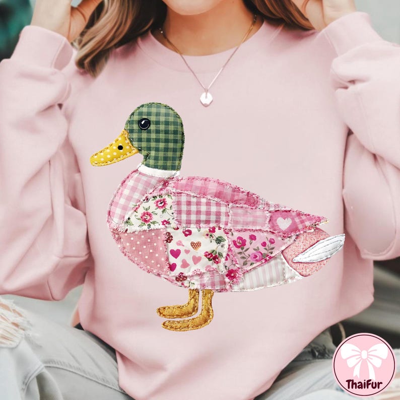 Grandma Core Duck PNG, Patchwork Quilted Mallard Duck Design, 90s Inspired Farmhouse Duck Hunting Sublimation PNG image 5