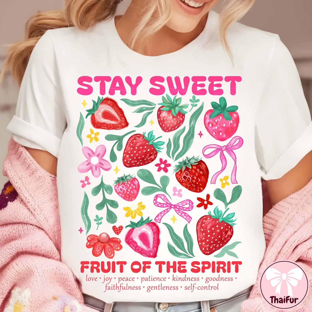 Boho Christian Strawberry Shirt PNG, Fruits of the Spirit Bible Verse ...