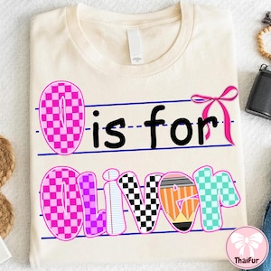 Custom Checkered First Day School Png, Kids Girls Name Back To School, Toddler First Day of School, Kindergarten With Name, Digital Design